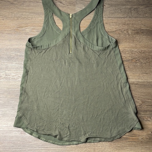 Express Women’s Army Olive Green Racer Back Tank Blouse, Back Zip, size small - Picture 8 of 10